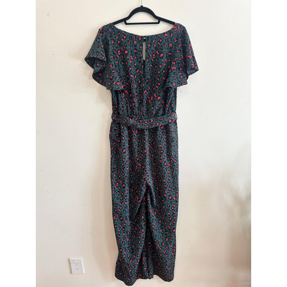 Dark Teal and Hot Pink Cheetah Print Jumpsuit size large - Picture 3 of 12